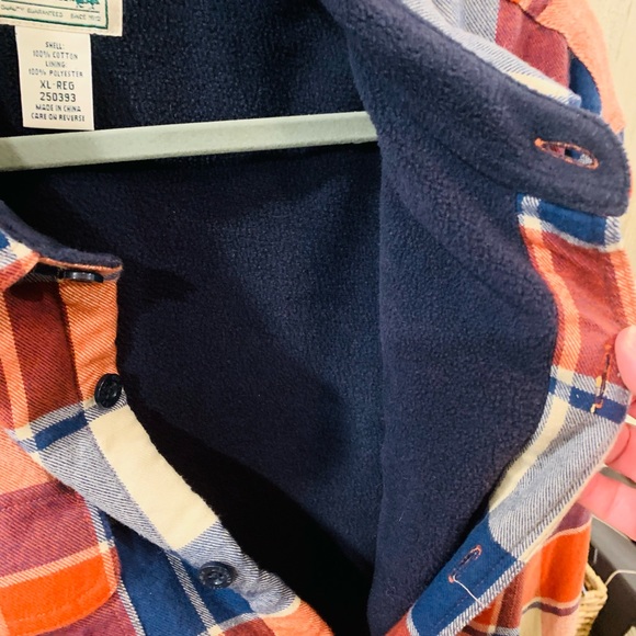 LL Bean vintage, plaid,flannel,fleece lined shirt XL reg - Picture 4 of 5